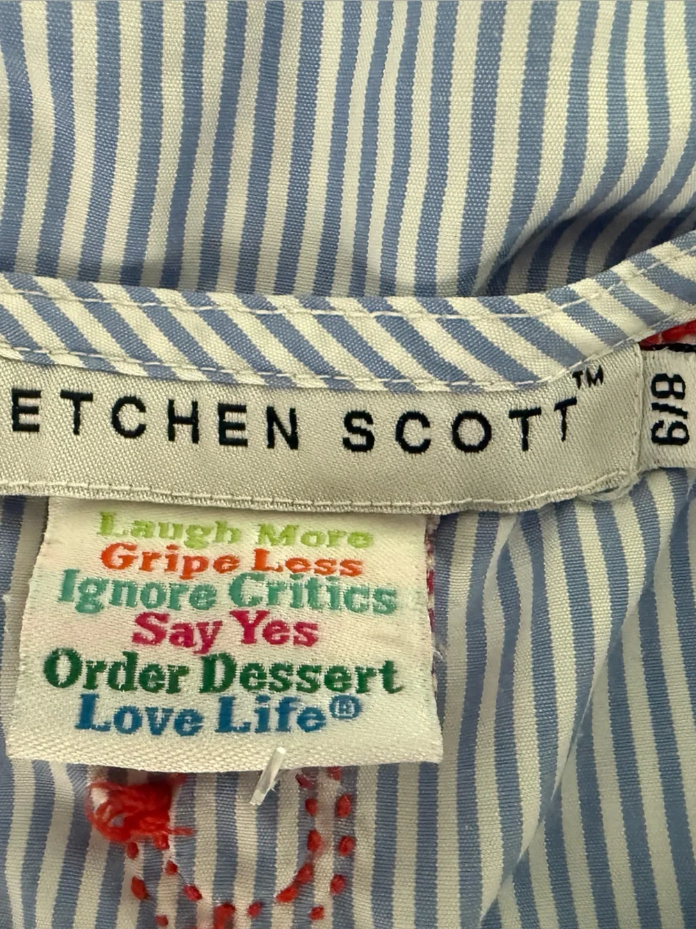 Gretchen Scott Girls Blue and White Striped Anchor Design Cover Up 6-8